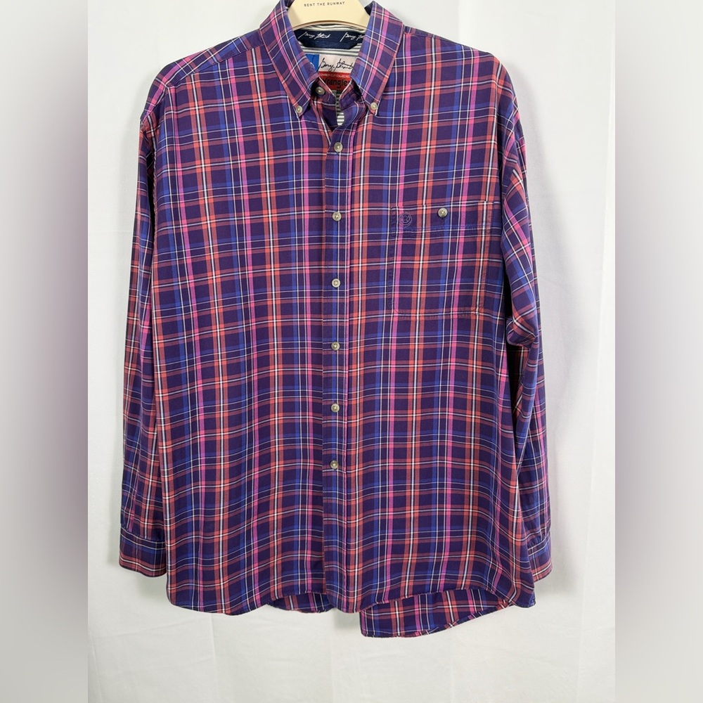 George Straight Wrangler Men's Plaid Western Button Down Pocket Shirt - size XL